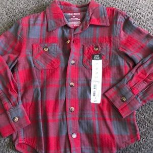 Grey and red flannel